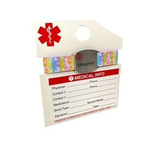 Medical ID Bracelet Epilepsy Unicorn Multi Color Bracelet with Medical Card